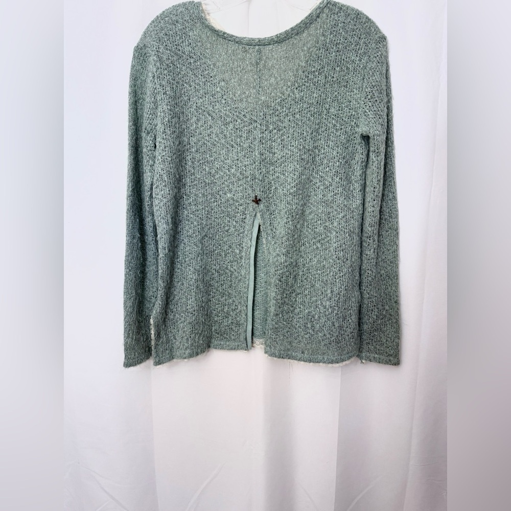 Others Follow Fuzzy Knit V-Neck Sweater With Lace Trim And Back Cut Out Size XS - Picture 7 of 10